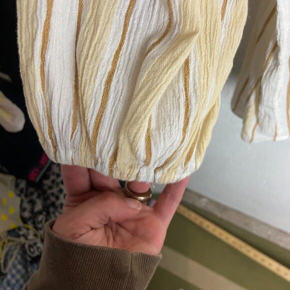 Lauren Conrad Size Large Top Peasant Milk Maid Prairie Netural Square Neck Boho - Picture 3 of 9